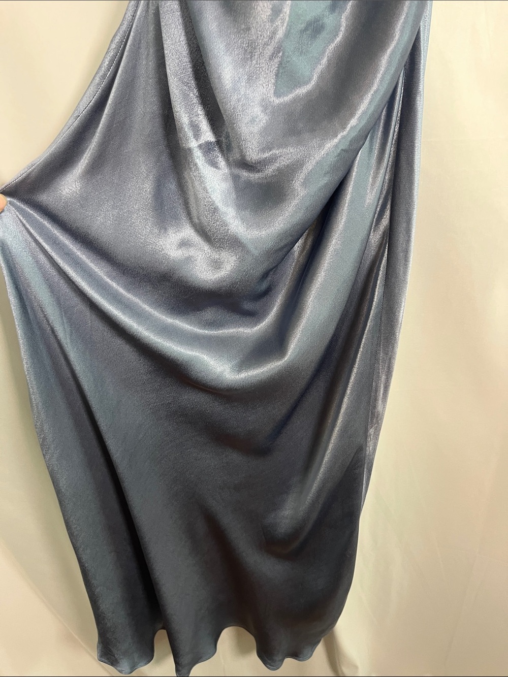 Shona joy blue la lune asymmetrical bias cowl satin midi dress US SZ 2 - Picture 5 of 10